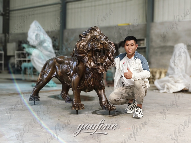 large bronze roaring lion statue (1)