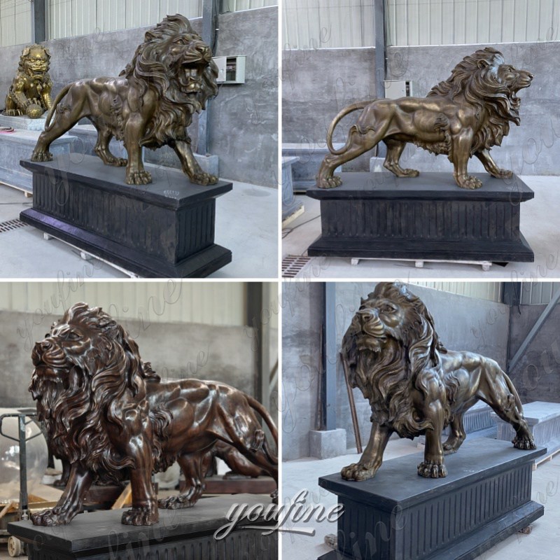 large bronze roaring lion statue (2)