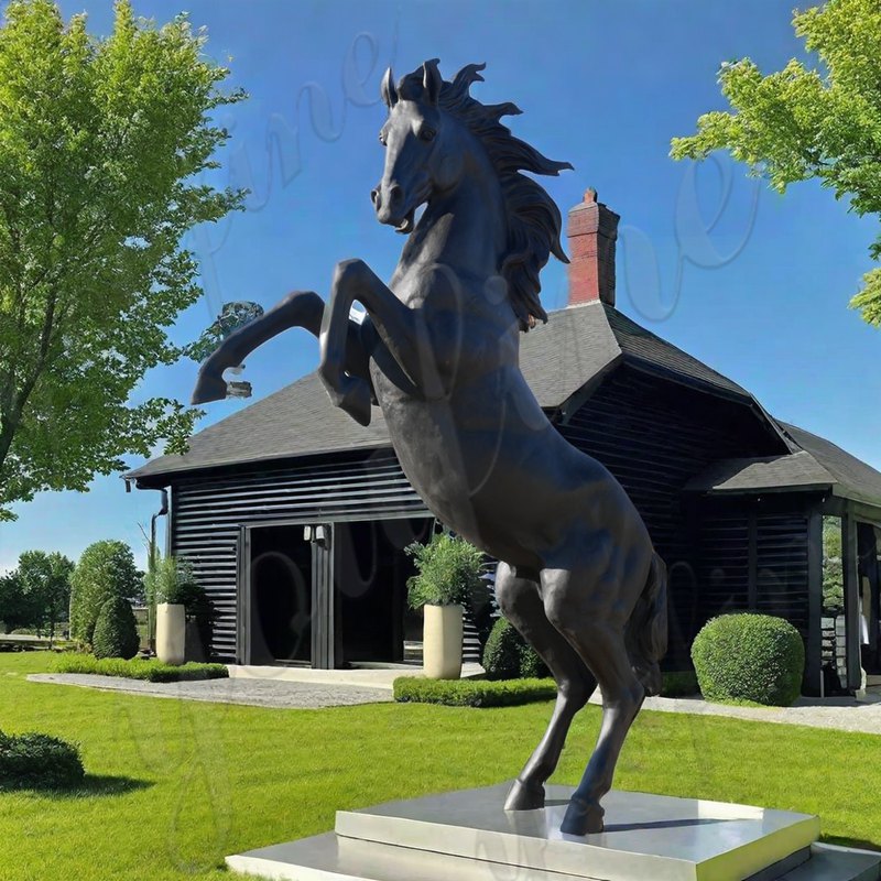 life size bronze rearing horse