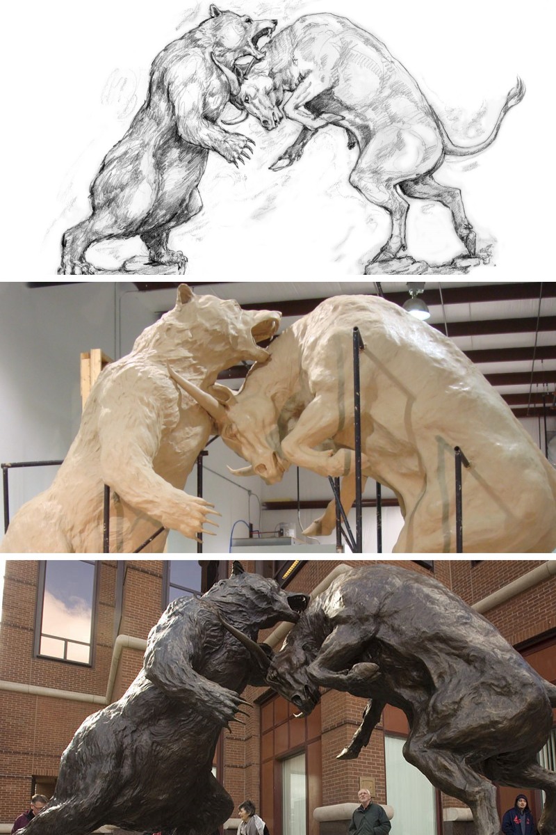 Bear and bull sculpture from design to completion