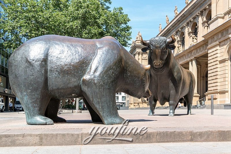 Bronze Wall Street Bull Bear Statue (1)