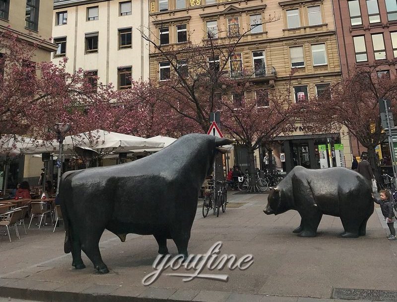 Bronze Wall Street Bull Bear Statue (2)