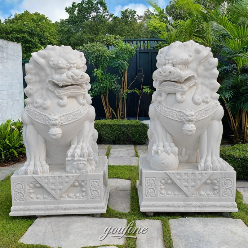 Marble Chinese Foo Dog Statue (2)