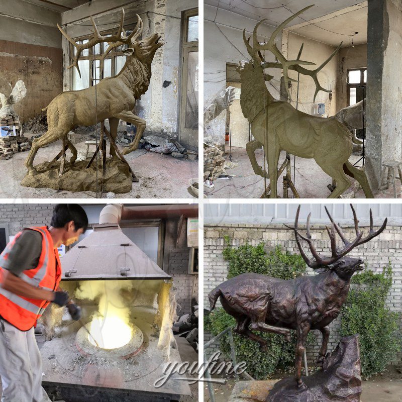 white deer statue casting process