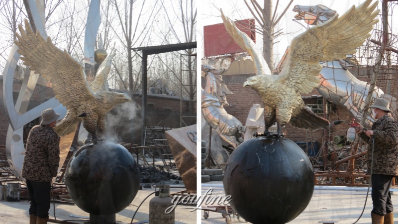 Bronze Eagle on Global Statue in YouFine Factory