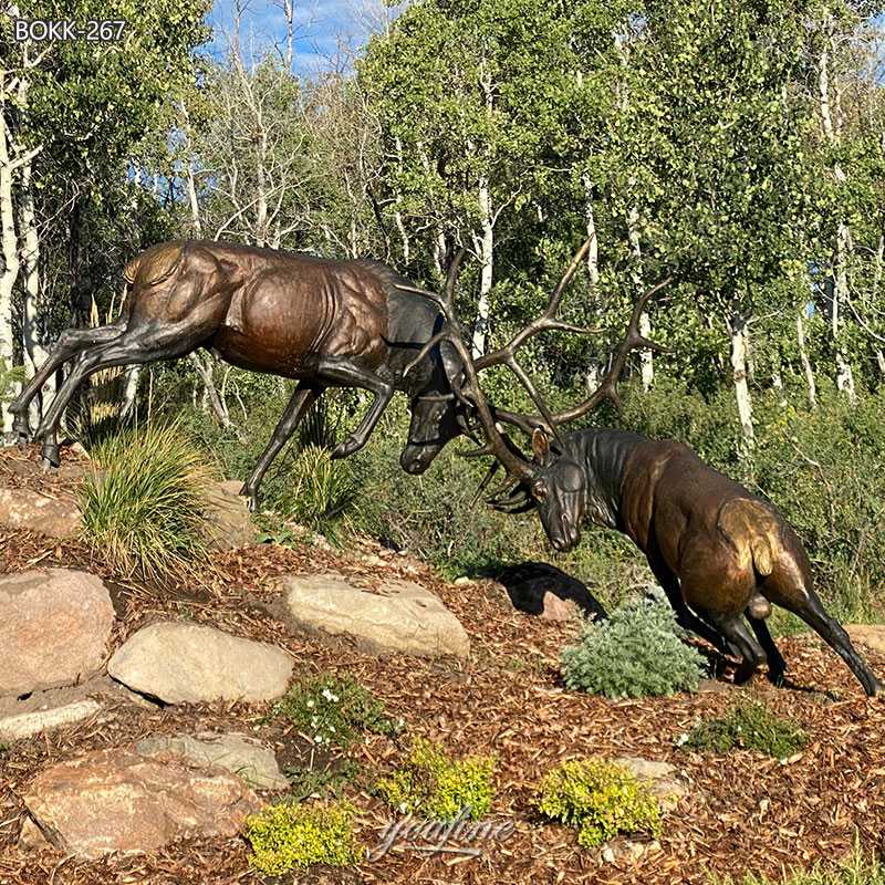 Bronze Fighting Elk Statue for Outdoor