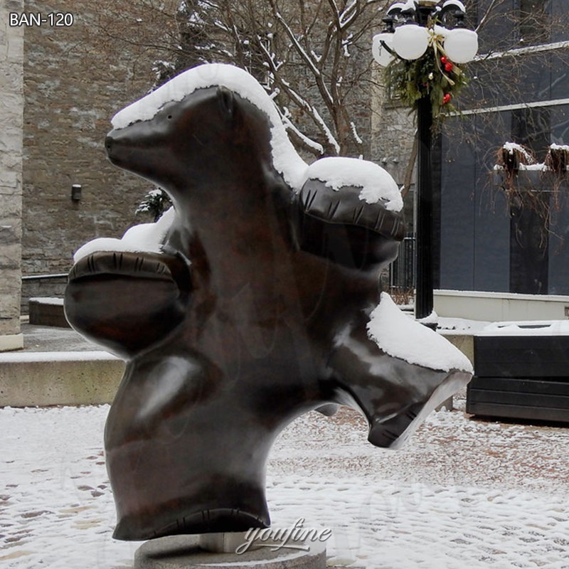 Dancing Bear Statue in Winter