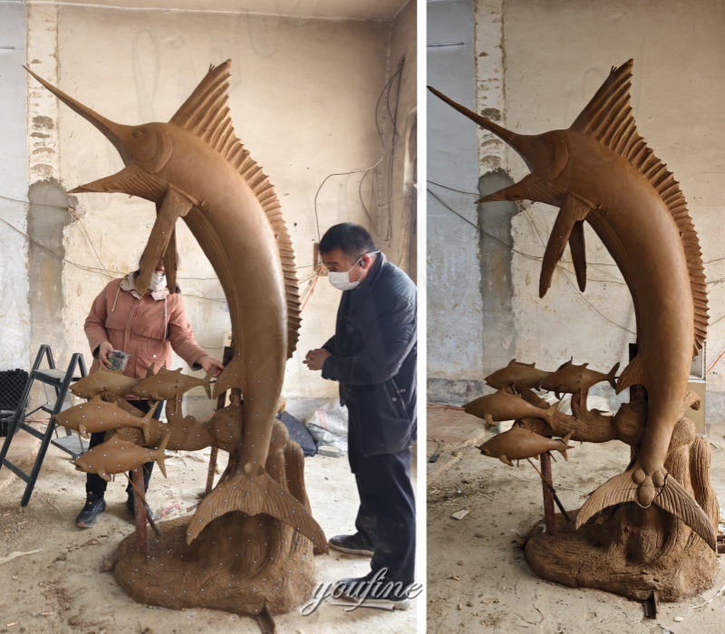 Marlin Fish Statue Clay Model