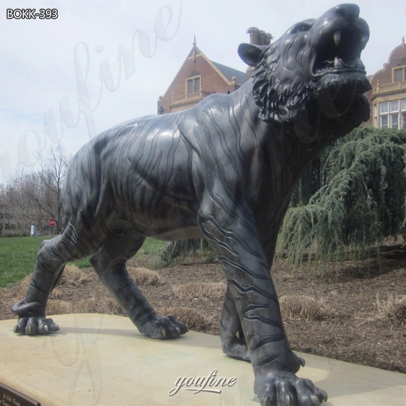 bronze black tiger statue