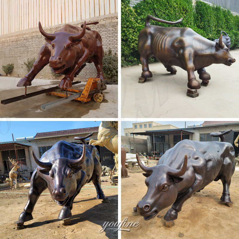 bronze charging bull in factory