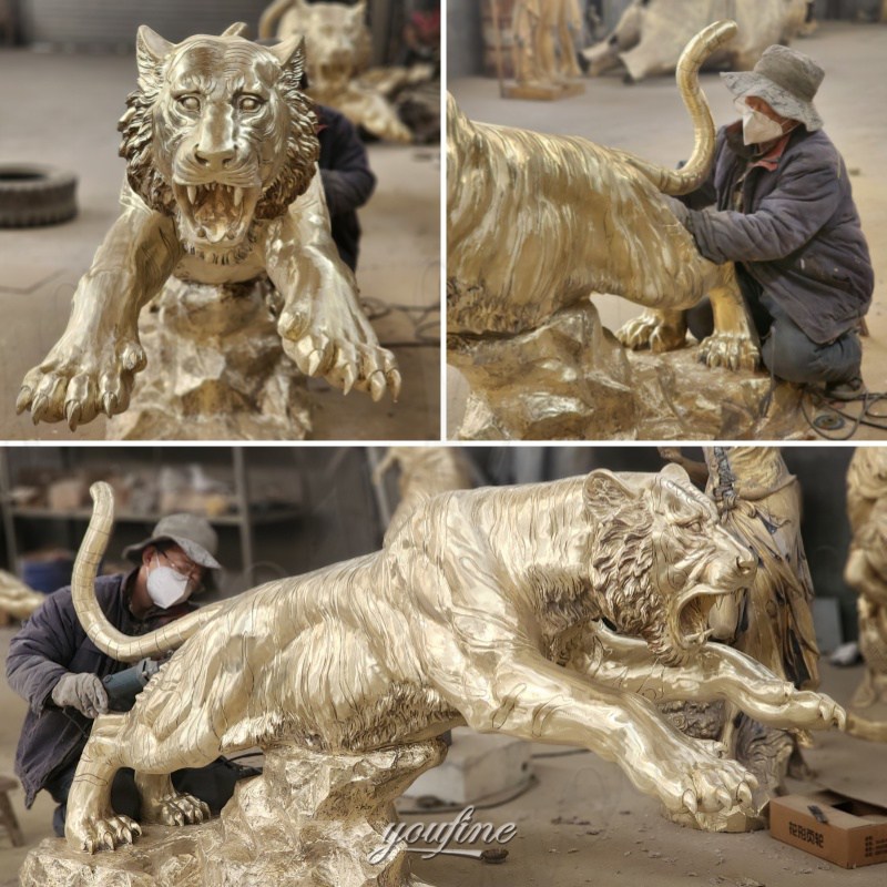 bronze tiger statue polishing