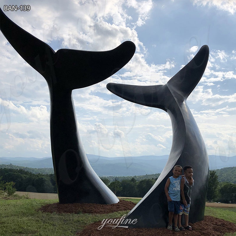 bronze whale tail statue