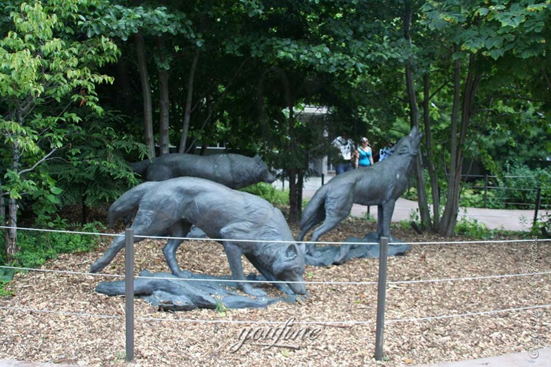 bronze wolf statue for the yard