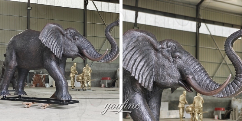 finished bronze elephant sculpture