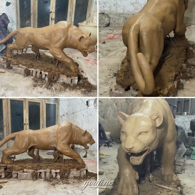 jaguar garden statue clay model