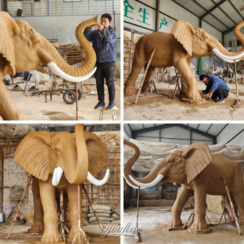 life size elephant clay model