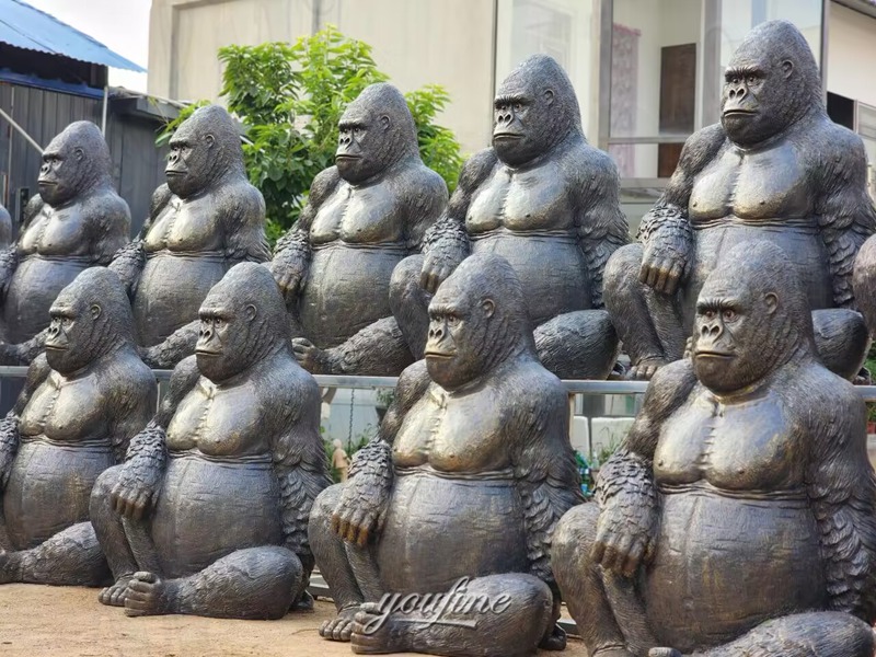 sitting gorilla sculptures in factory