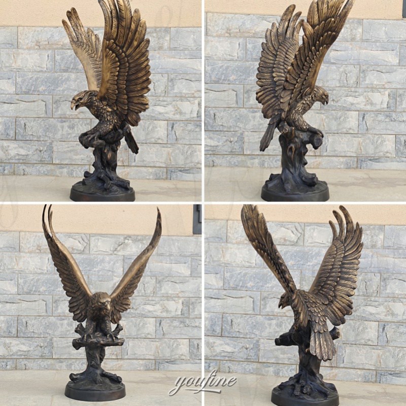 bronze black eagle statue details