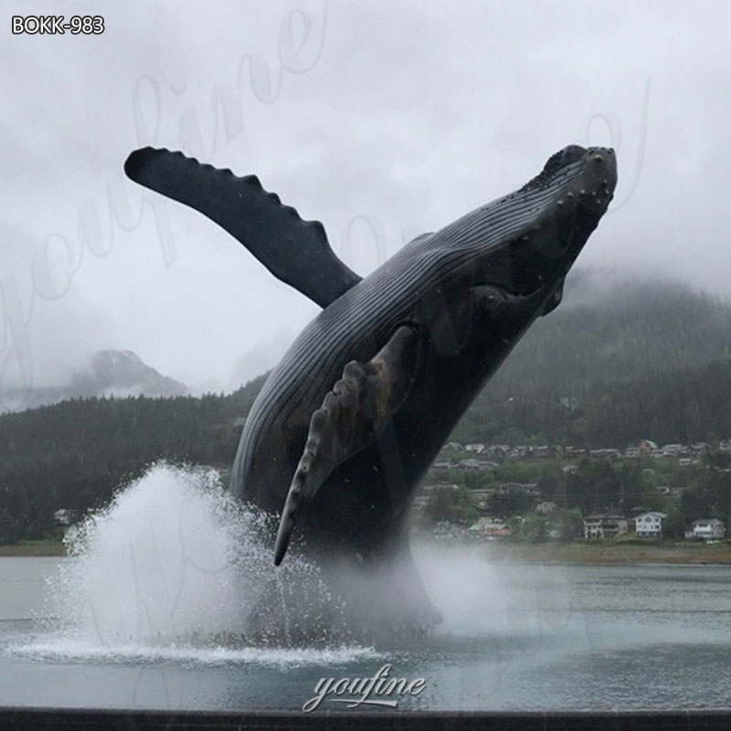 bronze whale garden sculpture