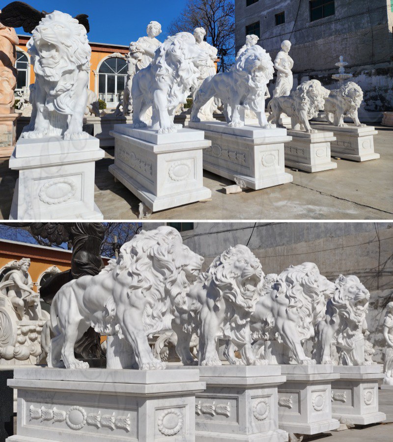 large garden lion statues in stock