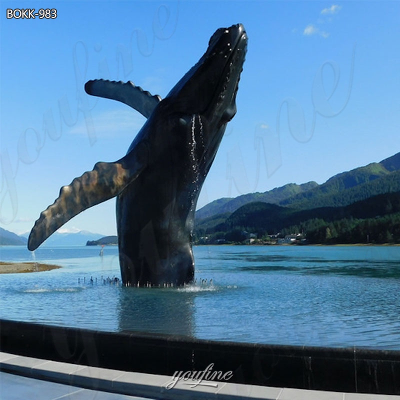 large whale garden statue