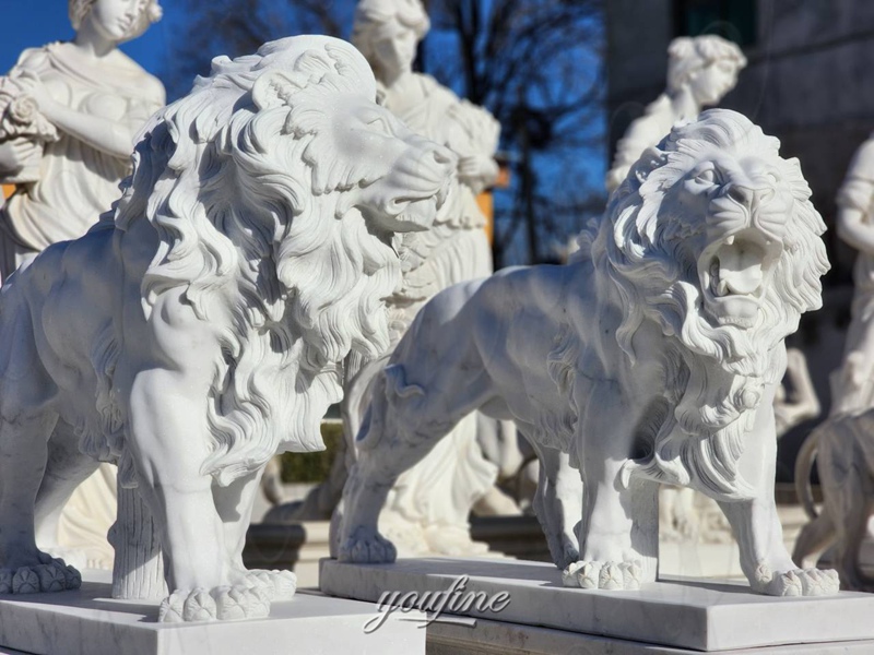 marble large garden lion statues