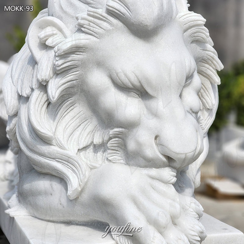 marble sleeping lion details