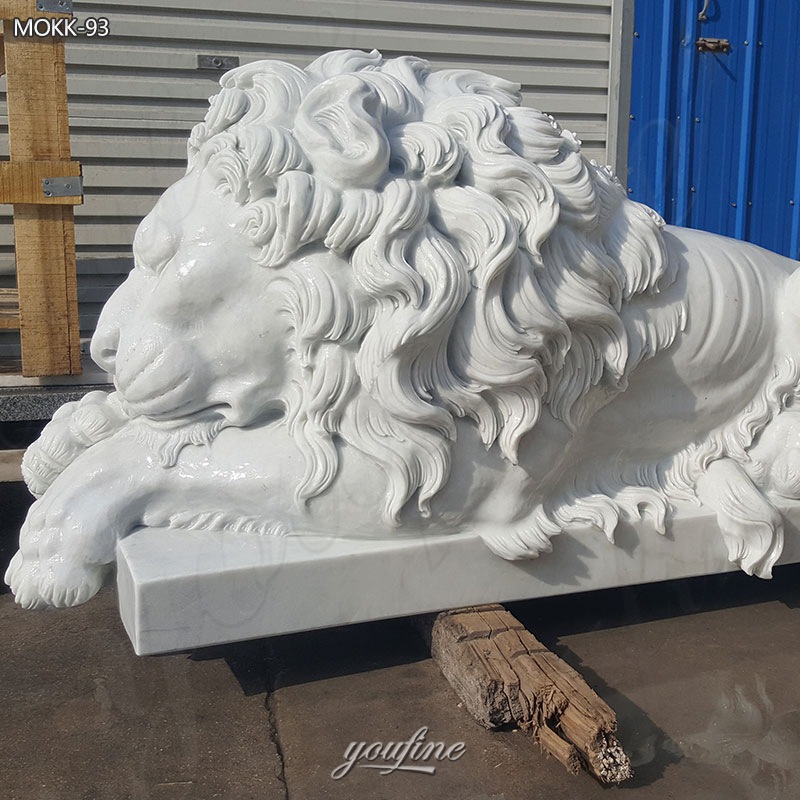 marble sleeping lion statues