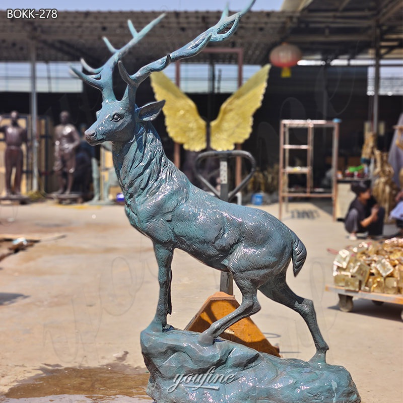 patina reindeer garden statue