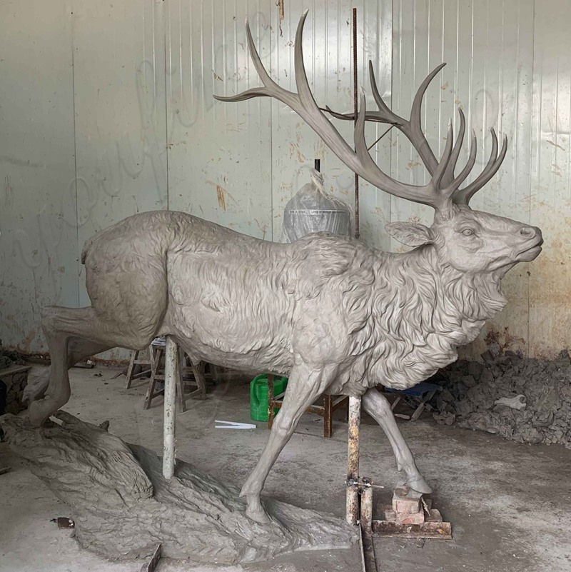 Large Elk Statue Clay Model