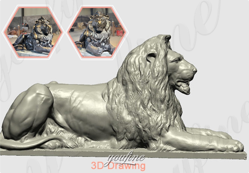 lion sculpture 3D drawing