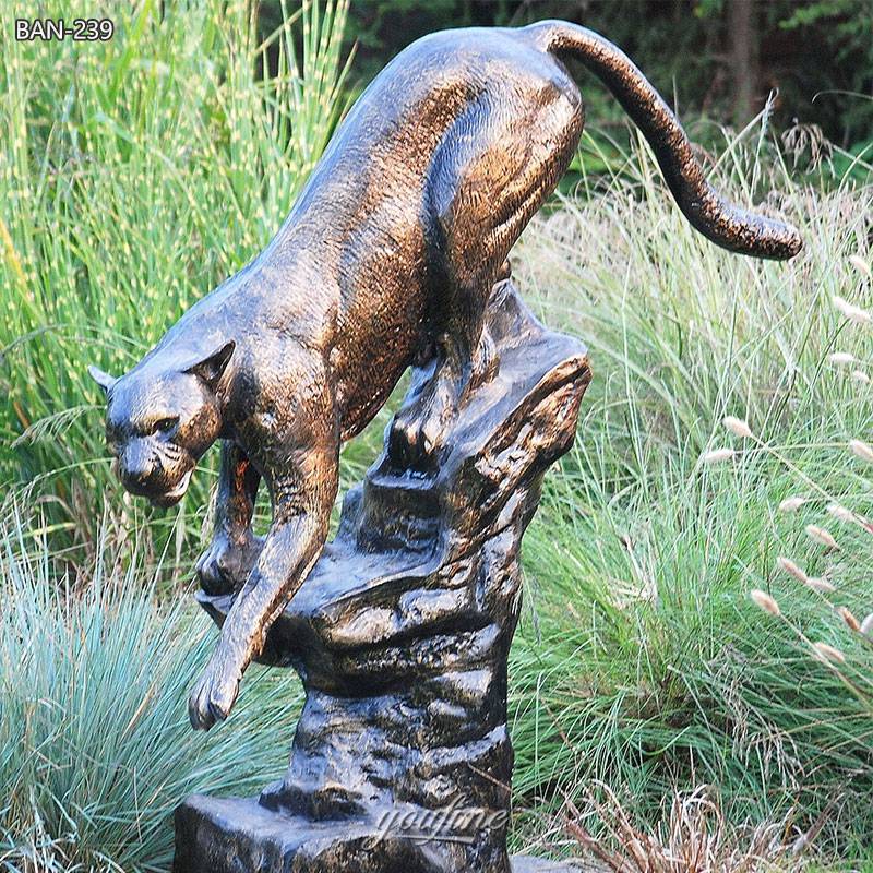 bronze black cougar statue