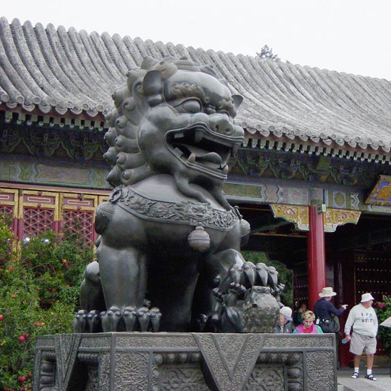 bronze chinese lion statue