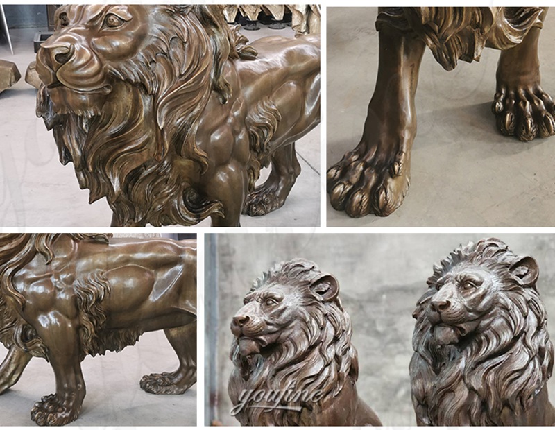 bronze lion details