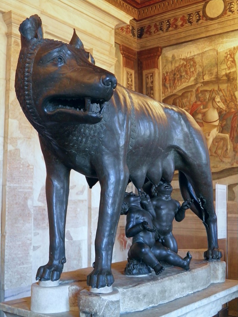 bronze she wolf statue