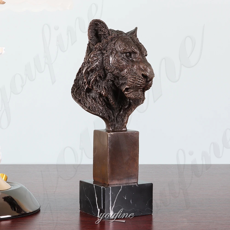 bronze tiger bust sculpture