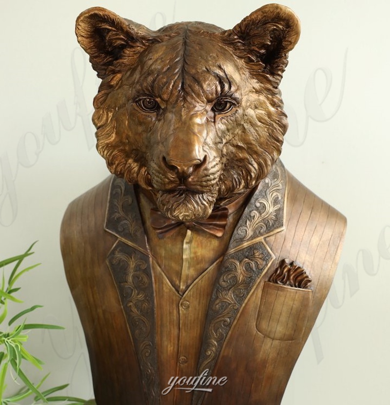 bronze tiger bust statue