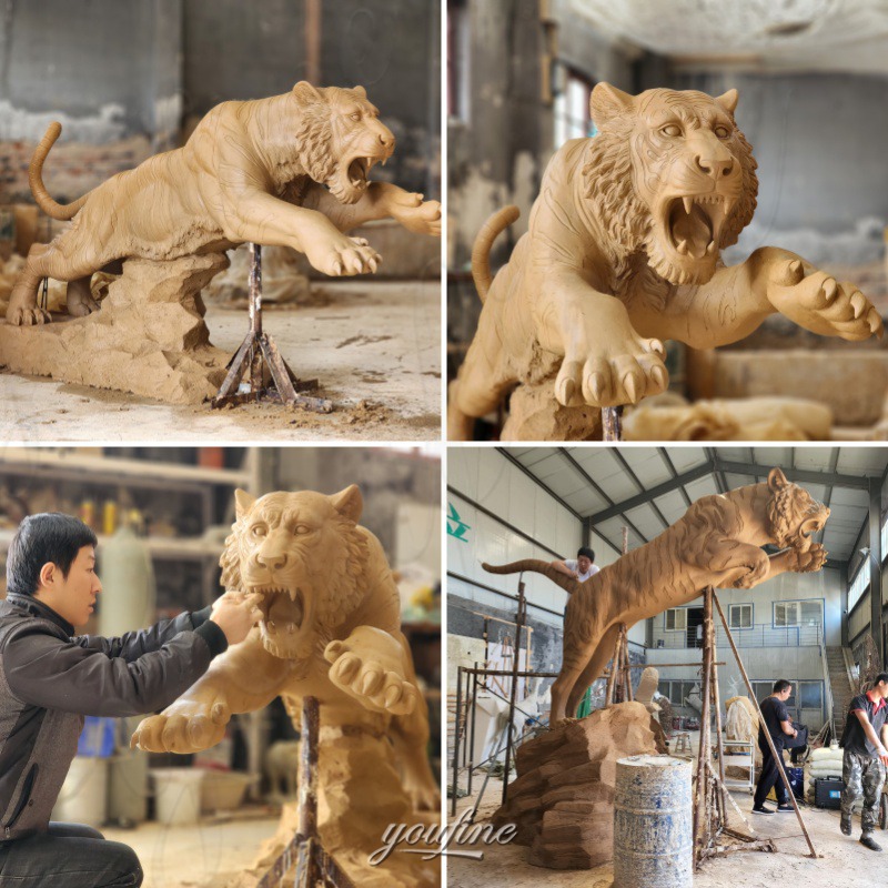 bronze tiger clay model