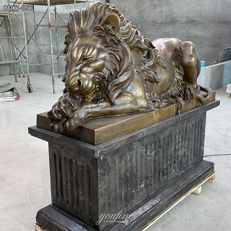 canova sleeping lion bronze statue