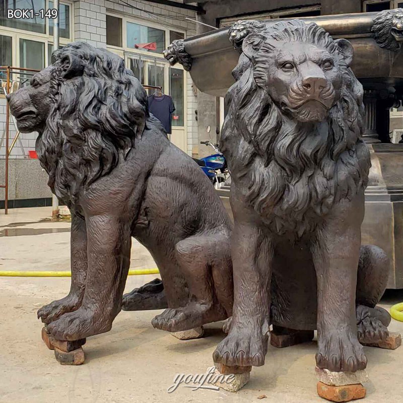 front yard bronze lion sculpture