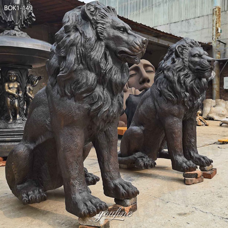 front yard bronze lion statue in factory