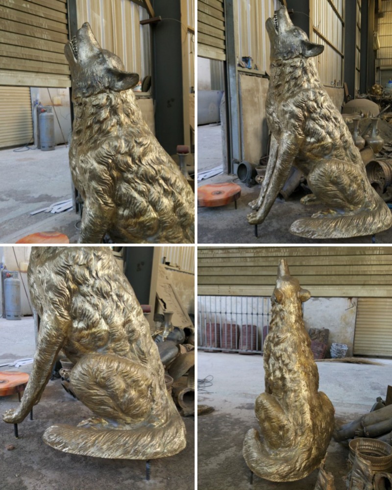 howling wolf statue polishing