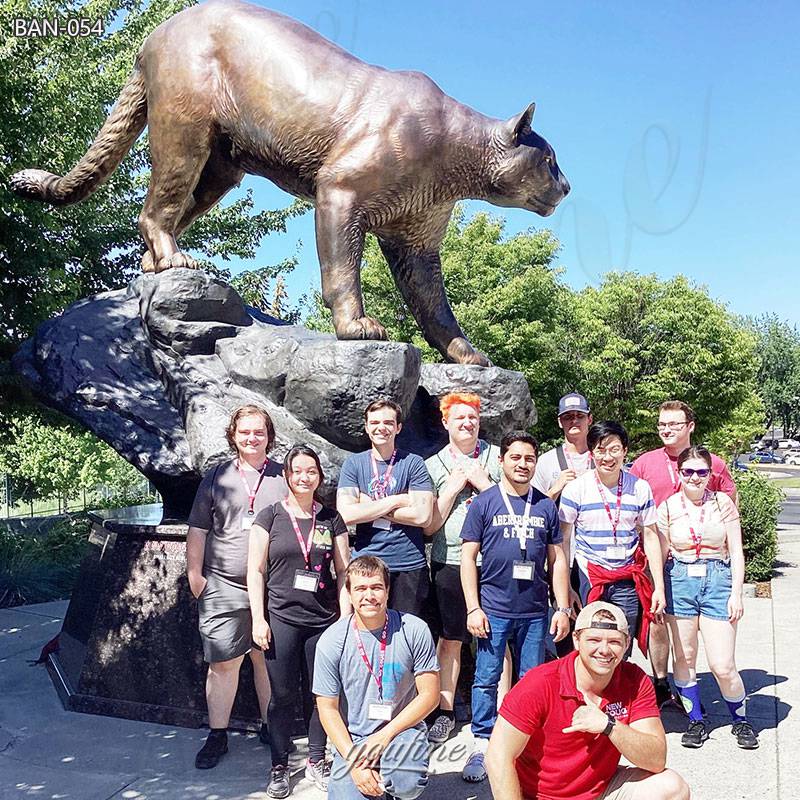 large cougar sculpture in school