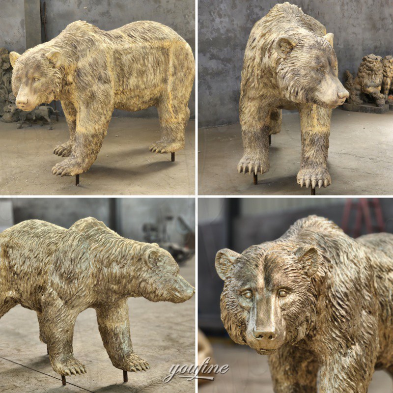 life size bear statue after polishing