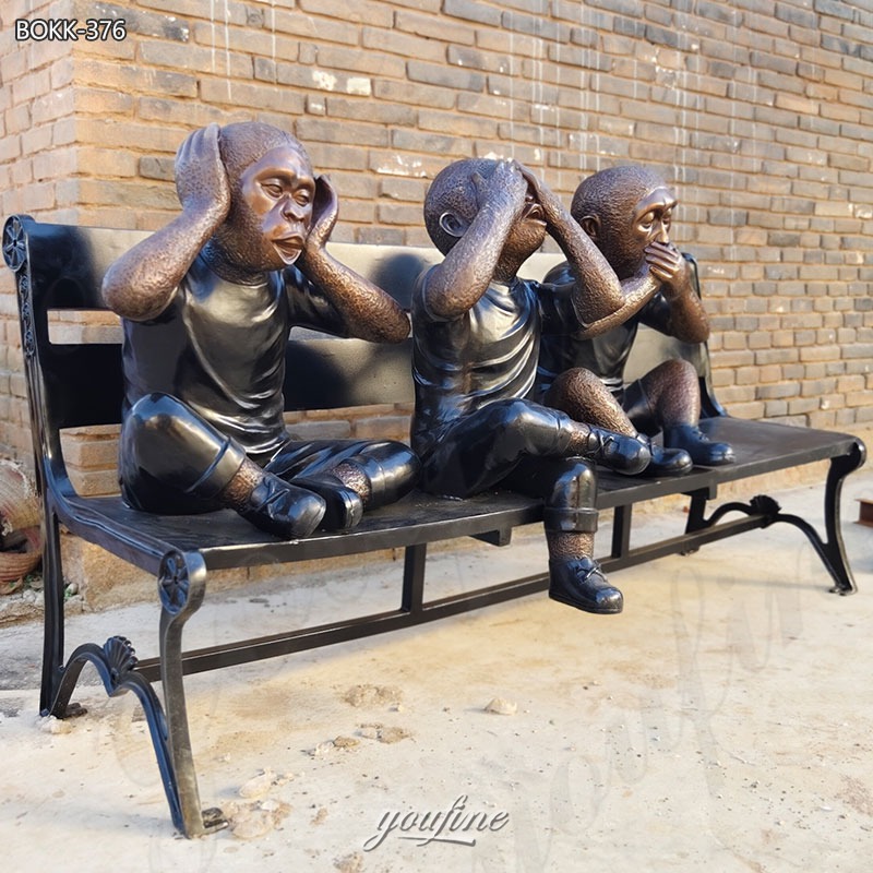 bronze three wise monkeys sculpture