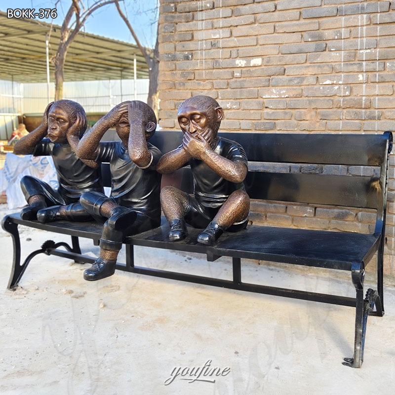 bronze three wise monkeys statue