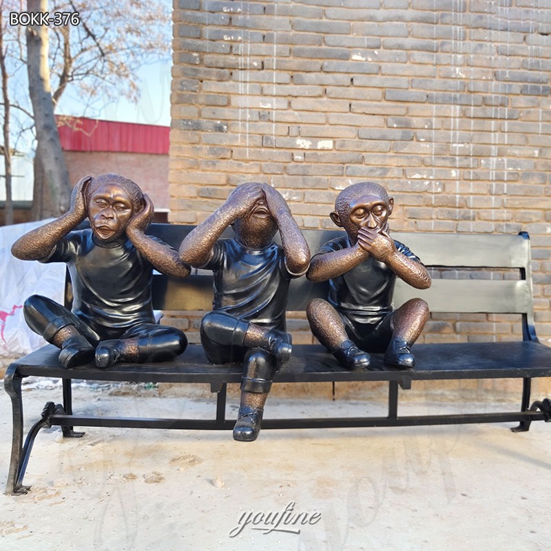 three monkeys garden statues