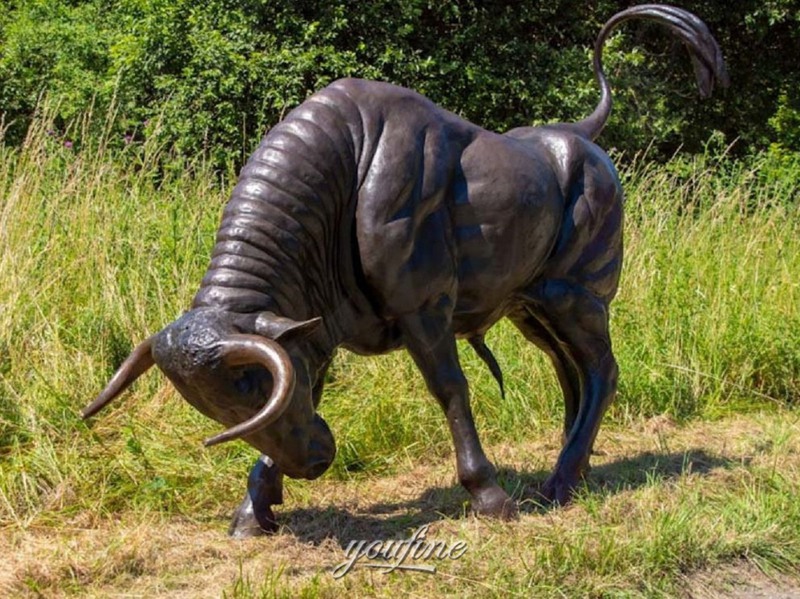 bronze raging bull sculpture