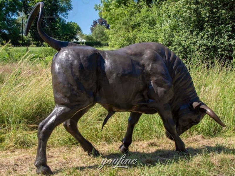 bronze raging bull statue