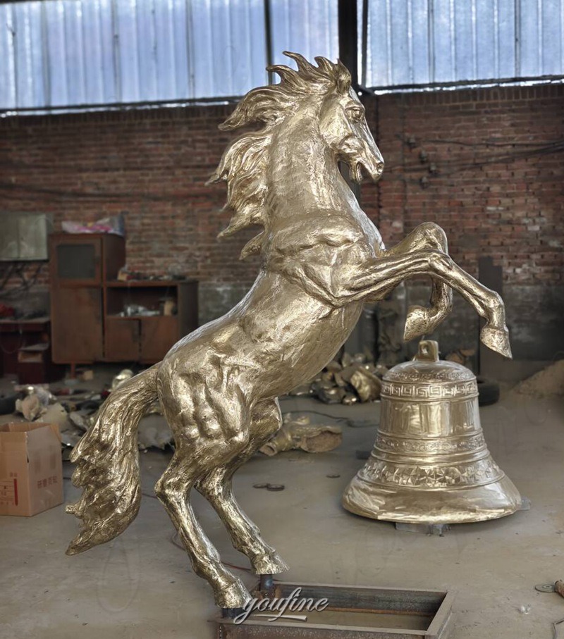 gold horse sculpture after polish